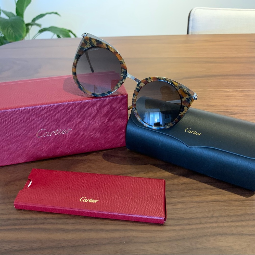 Cartier Grey Gradient Cat Eye Ladies Sunglasses CT0122S